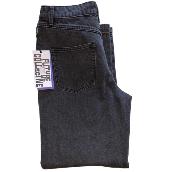 NWT Future Collective Asymmetrical Tapered Leg Jean in Faded Black - Picture 8 of 12